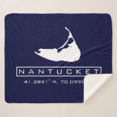 Couverture Sherpa Carte de l'île Nantucket Logo Fuzzy Sherpa Blanket (Devant (Horizontal))