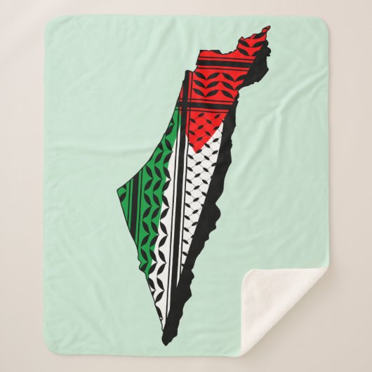 Couverture Sherpa Carte de Palestine avec drapeau et Motif Keffiyeg (Devant)