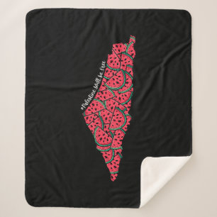 Couverture Sherpa Carte de Palestine remplie de pastèques Palestin