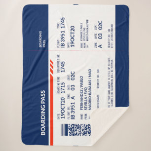 Couverture Sherpa Carte d'embarquement - Bleu & Rouge