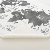 Couverture Sherpa Carte du monde Art noir blanc Nautique (3/4)