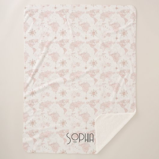 Couverture Sherpa Carte du monde rose (Devant)