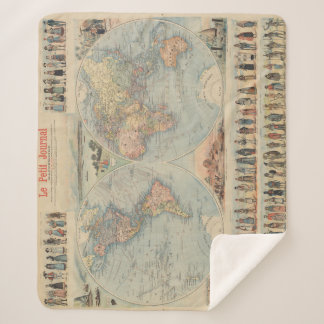 Couverture Sherpa Carte du monde vintage