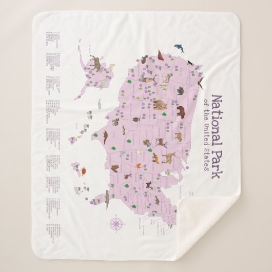 Couverture Sherpa Carte du parc national de l'aventure Cute Nursery  (Devant)