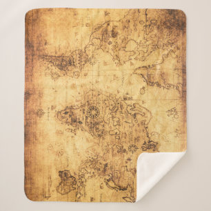 Couverture Sherpa Carte du Vieux-Monde : Parchemin Vintage