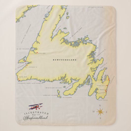 Couverture Sherpa Carte illustrée de Terre-Neuve. (Devant)