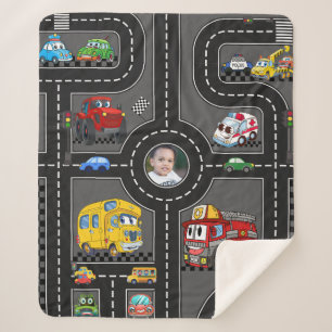 Couverture Sherpa Carte routière photo enfants Véhicules de dessin a
