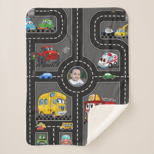 Couverture Sherpa Carte routière photo pour enfants avec véhicules d