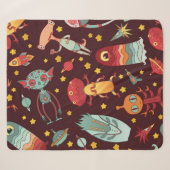 Couverture Sherpa Cartoon aliens vintage seamless pattern. (Devant (Horizontal))