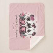 Couverture Sherpa Cartoon mignon Panda amoureux Coeur Saint-Valentin (Devant)