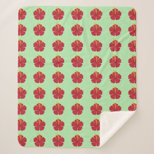 Couverture Sherpa Cartoon rouge Hibiscus simple (Devant)