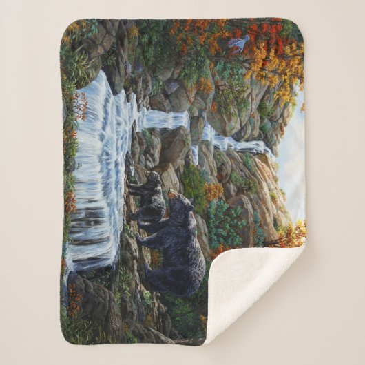 Couverture Sherpa Cascade Mère et Cube Ours Noir (Devant)