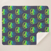 Couverture Sherpa Casques DJ nom personnalisé bleu vert musique amou (Devant (Horizontal))