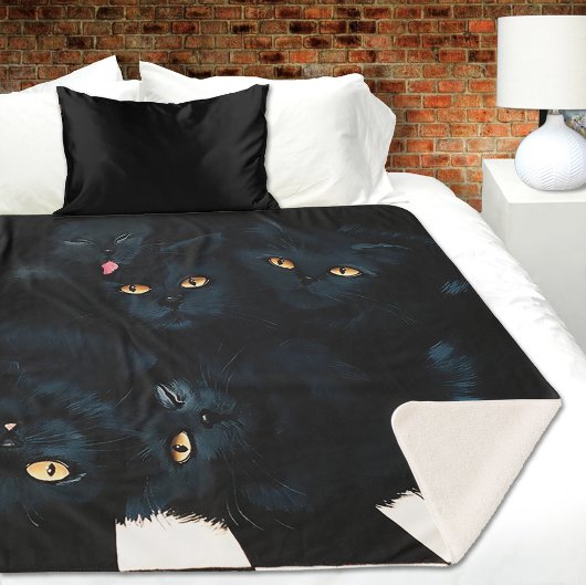 Couverture Sherpa Cat noir