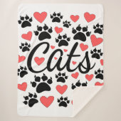 Couverture Sherpa Cat Paws Claws Et Red Hearts (Devant)