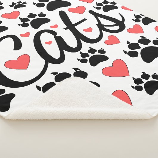 Couverture Sherpa Cat Paws Claws Et Red Hearts (3/4)