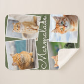 Couverture Sherpa Cat Photo Pet Collage Olive Green Personalized (Devant (Horizontal))