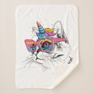 Couverture Sherpa Caticorn   ainsi Meowgical