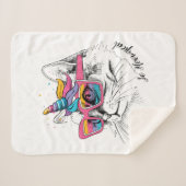 Couverture Sherpa Caticorn | ainsi Meowgical (Devant (Horizontal))