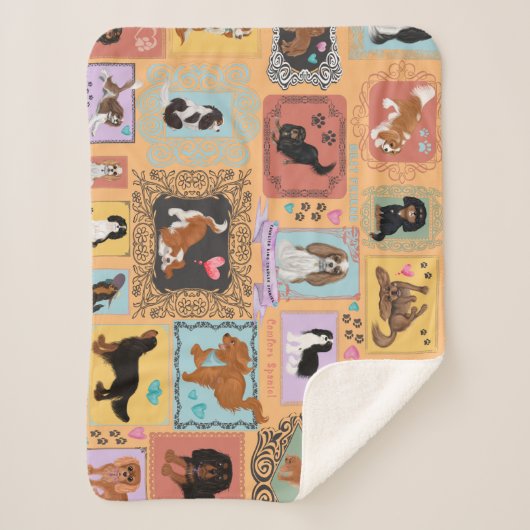 Couverture Sherpa Cavalier King Charles Spaniel Blanche (Devant)