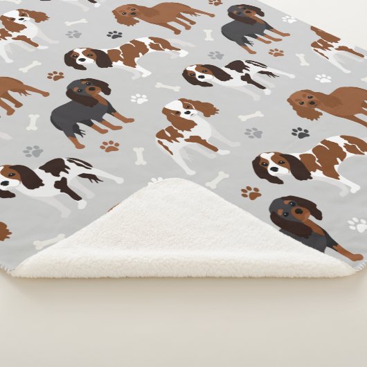 Couverture Sherpa Cavalier King Charles Spaniel Paws and Bones (3/4)