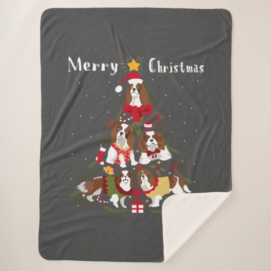 Couverture Sherpa Cavalier King Charles Spaniel Tree Xmas (Devant)