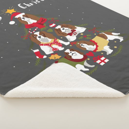 Couverture Sherpa Cavalier King Charles Spaniel Tree Xmas (3/4)