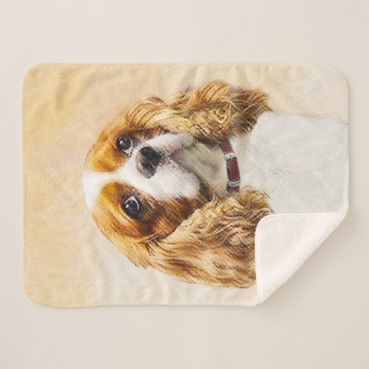 Couverture Sherpa Cavalier Le Roi Charles Spaniel Peinture originale (Devant (Horizontal))