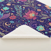 Couverture Sherpa Celestial Midnight Lotus Floral Pattern Blanket (3/4)