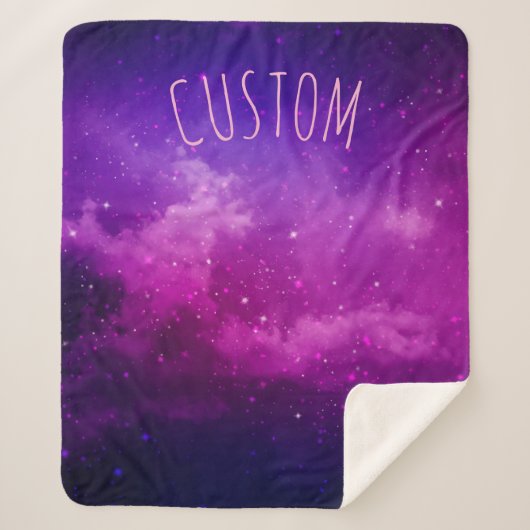 Couverture Sherpa Celestial Purple Galaxy & Stars Personalized Name (Devant)