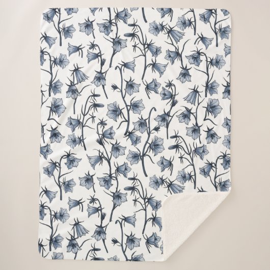 Couverture Sherpa Cellules bleues, Cloches, Bellflowers (Devant)