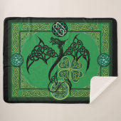 Couverture Sherpa Celtique irlandais de dragon vert (Devant (Horizontal))