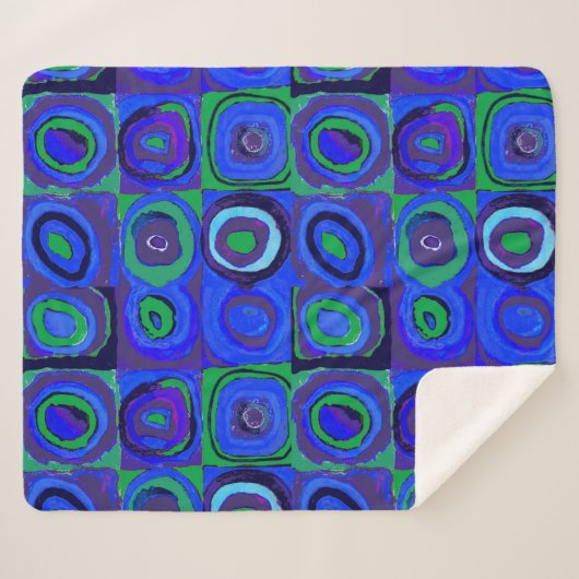 Couverture Sherpa Cercle Carré Kandinsky Farbstudie Blue Quadrate (Devant (Horizontal))