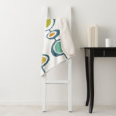 Couverture Sherpa Cercles Abstraits bleus orange vert mi-siècle (En situation)