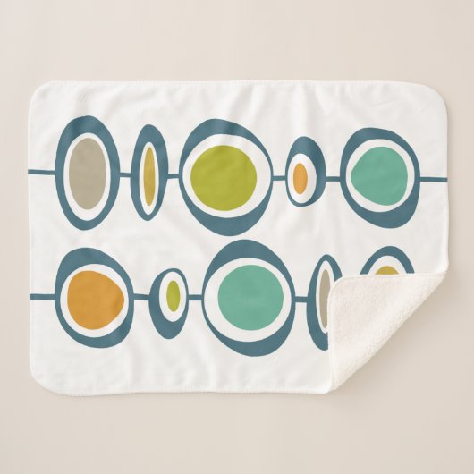 Couverture Sherpa Cercles Abstraits bleus orange vert mi-siècle (Devant (Horizontal))