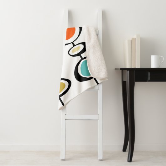 Couverture Sherpa Cercles Abstraits Mi-Siècle moderne Throwback (En situation)