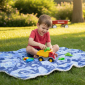 Couverture Sherpa Cercles bleus avec Motif et points géométriques