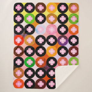 Couverture Sherpa Cercles multicolores cool et Cloches roses