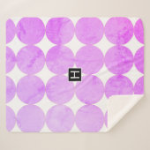 Couverture Sherpa Cercles violets modernes | Monogramme (Devant (Horizontal))