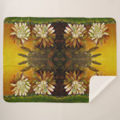 Couverture Sherpa Cereus en fleur nocturne - fleur de cactus (Devant (Horizontal))