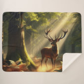 Couverture Sherpa Cerf dans la forêt matinale (Devant (Horizontal))