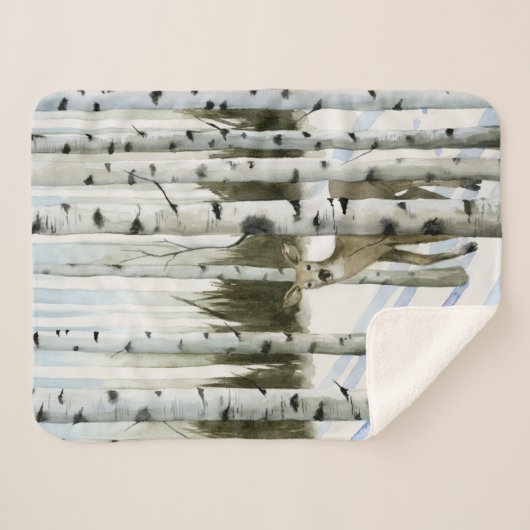 Couverture Sherpa Cerf en chute de neige (Devant (Horizontal))