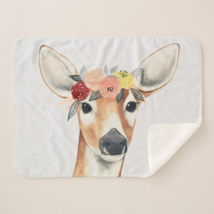 Couverture Sherpa Cerfs communs de forestier de couronne de fleur