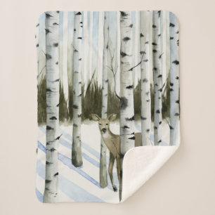 Couverture Sherpa Cerfs communs en chutes de neige