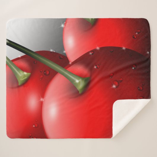 Couverture Sherpa Cerises avec gouttes de ragoût (Devant (Horizontal))