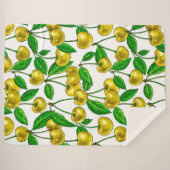Couverture Sherpa Cerises jaunes sur blanc (Devant (Horizontal))