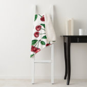 Couverture Sherpa Cerises rouges sur blanc (En situation)