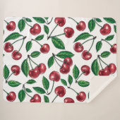 Couverture Sherpa Cerises rouges sur blanc (Devant (Horizontal))
