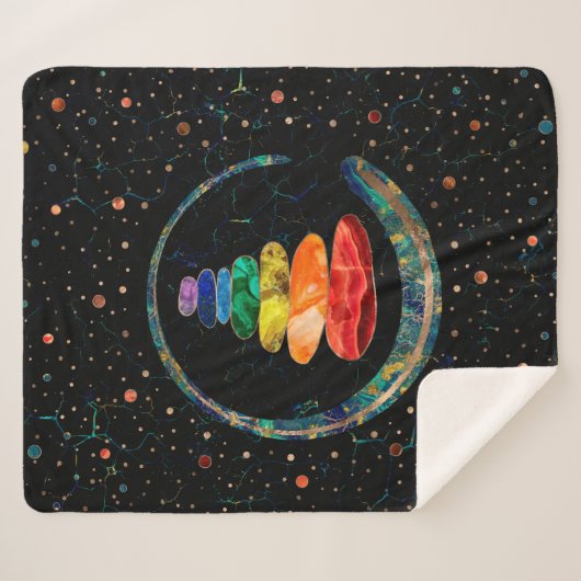 Couverture Sherpa Chakras Zen Stones et Enso circle (Devant (Horizontal))