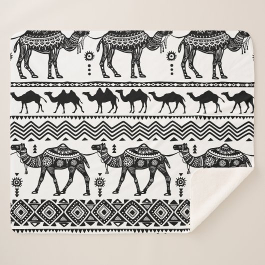 Couverture Sherpa Chameaux décoratifs Design Motif sans soudure (Devant (Horizontal))